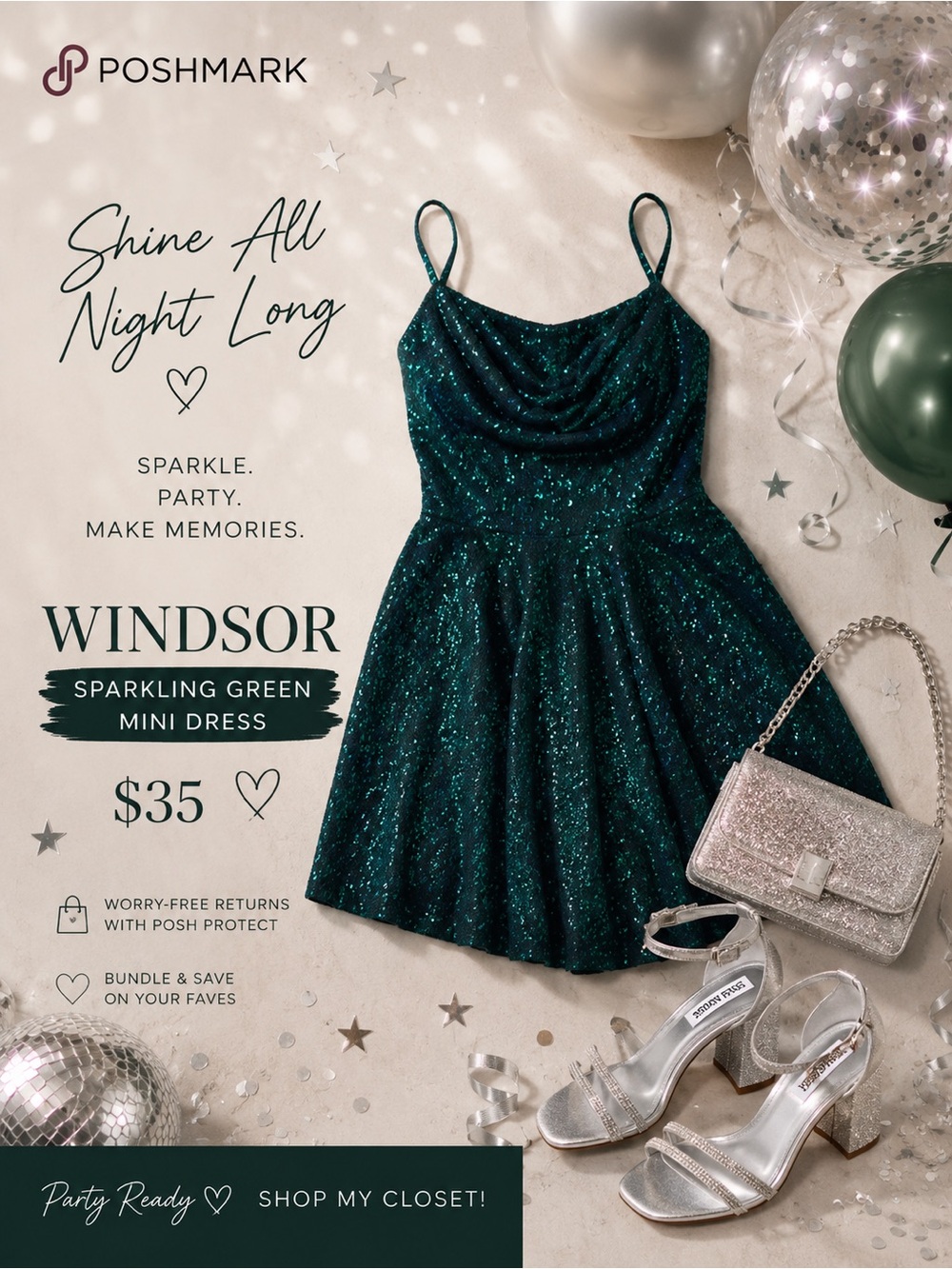 Windsor Sparkling Green Mini Dress